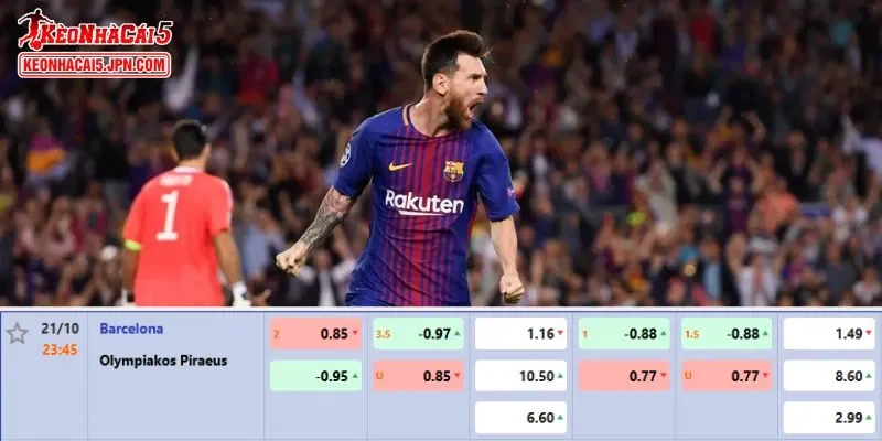 Tỷ lệ kèo chi tiết của trận Barcelona vs Olympiakos