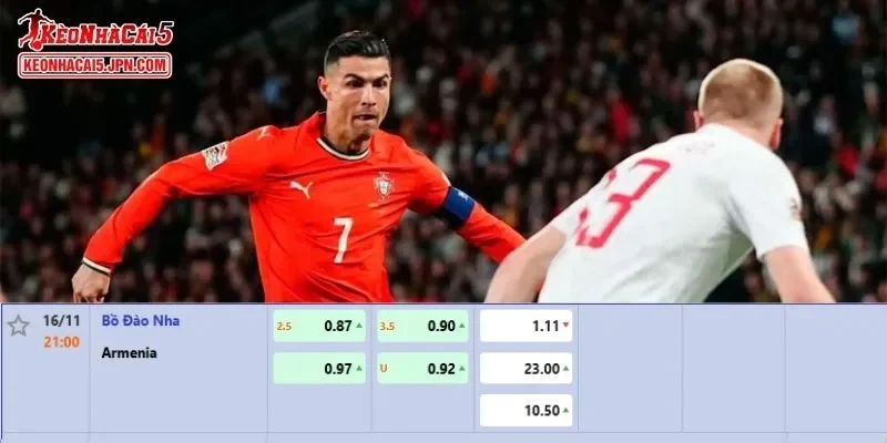 Soi kèo chi tiết nhất cho trận đấu giữa Bồ Đào Nha vs Armenia