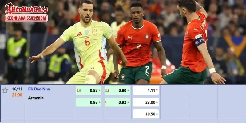 Tỷ lệ kèo chi tiết của của trận Bồ Đào Nha vs Armenia