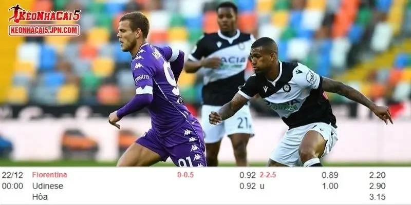 Tỷ lệ kèo chi tiết của của trận Fiorentina vs Udinese